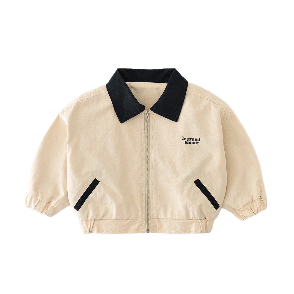 Children's Collar Zipper Cardigan Boys' Large Collar Long Sleeved Jacket