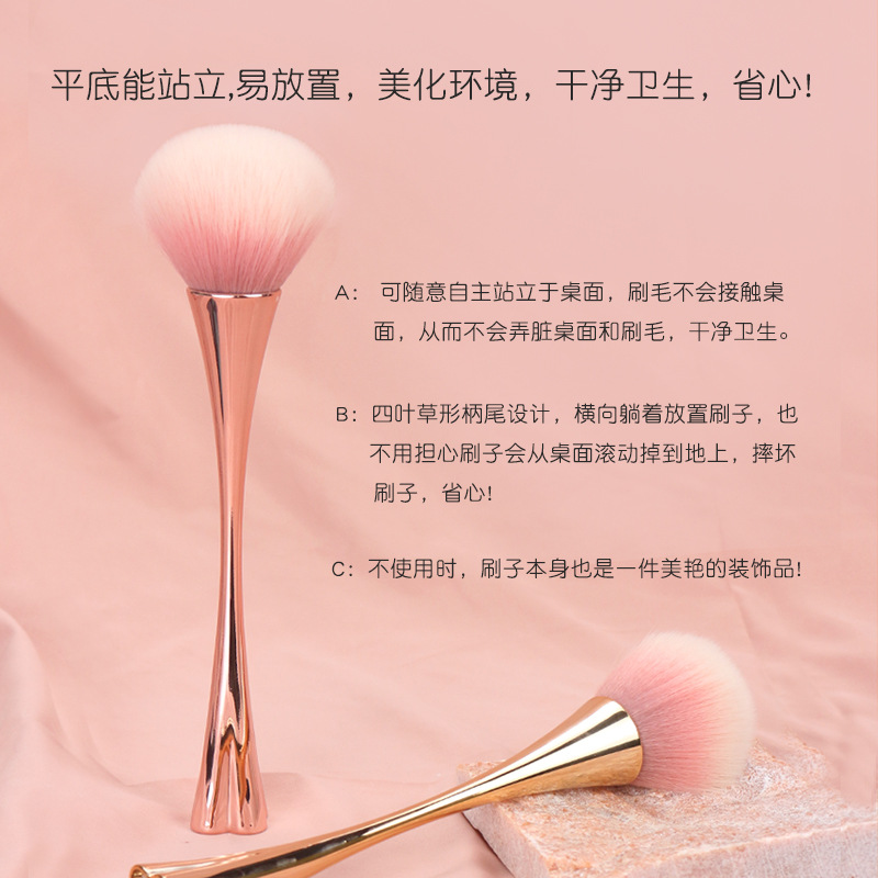 Personalizada tetrahedra cepillo de maquillaje mango plano con espejo herramientas de maquillaje de pintura de polvo pequeño fabricante de cepillo de maquillaje de cintura