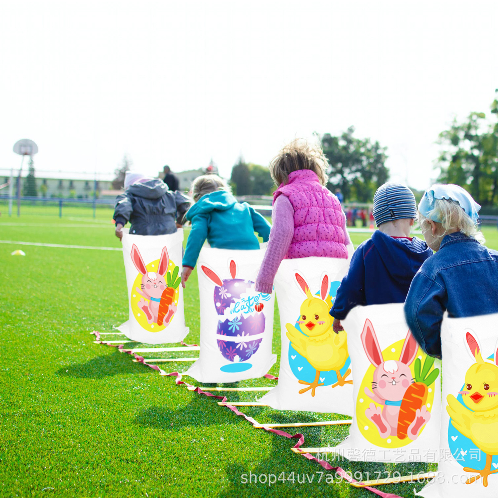 YX001复活节兔子母鸡蛋 沙包 绑脚带 户外游戏编织跳跳袋子 头箍