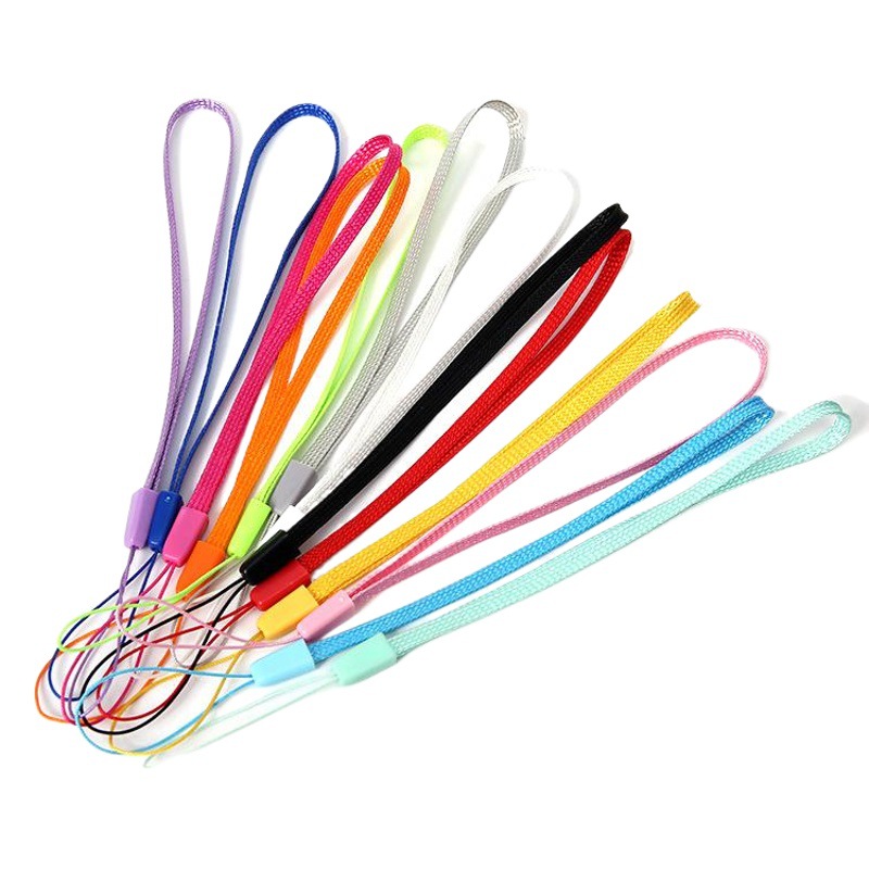 Nylon Mobile Phone Lanyard Short Colorful Water Cup Lanyard Audio Small Fan Walkie-Talkie Anti-Lost Wrist Rope Pine Nut Rope