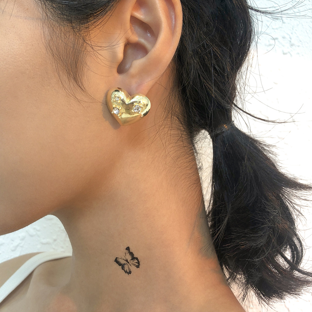 Fashion Heart Imitation Diamond Geometric Earrings display picture 12