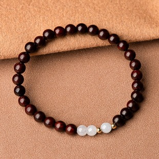 Original Indian Small-Leaf Red Sandalwood Bracelet for Women, Ethnic Style, Natural Jade, Waxy, Student Couple Bracelet, National Trend