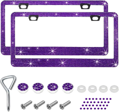 Diamonds-Includes Accessories, License plate holder/license plate holder - violet-2-pieces