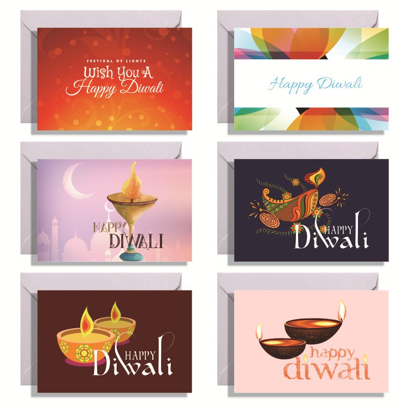 インド屠妖節diwali排灯節グリーティングカード万灯節招待挨拶カードセット白封筒付き|undefined