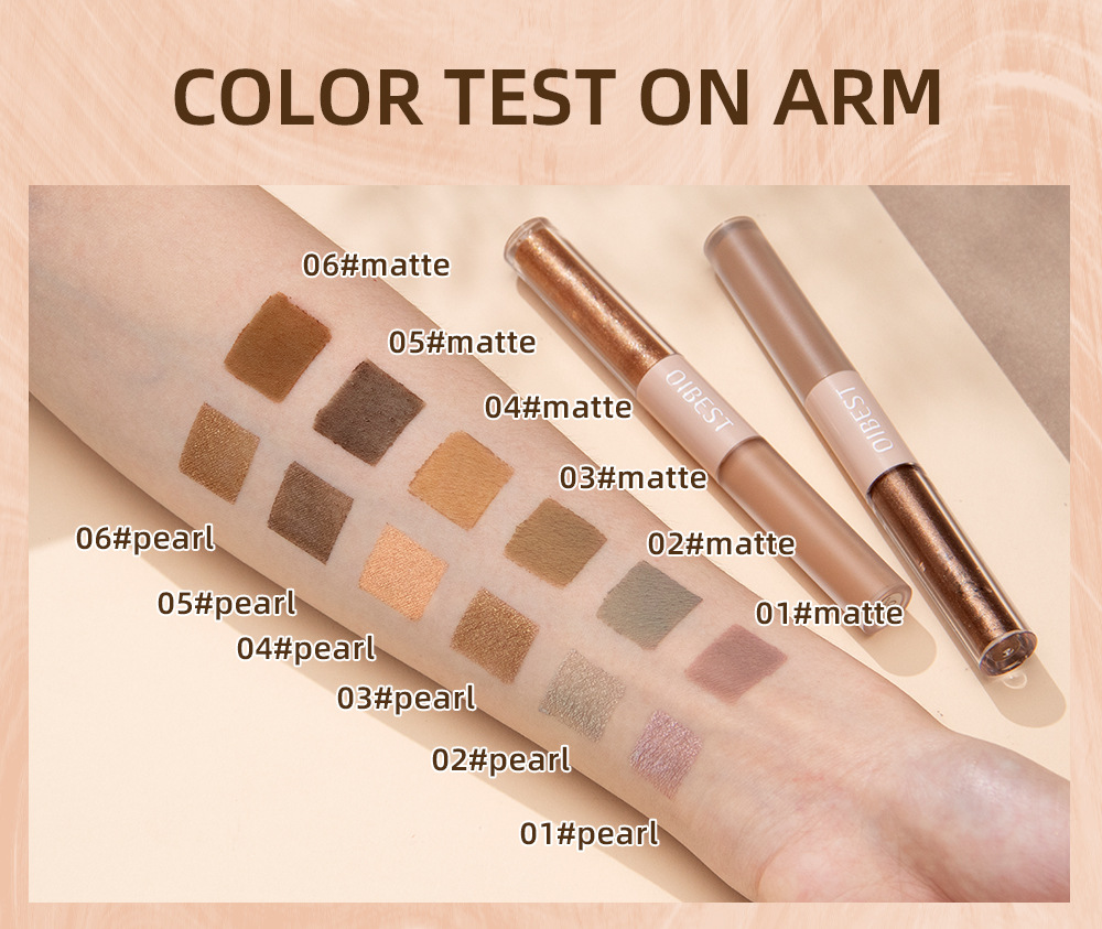 QIBEST Double-Head Liquid Eyeshadow Pearl Matte Fine Glitter Natural Brightening High-gloss Eyeshadow Liquid Makeup Set undefined