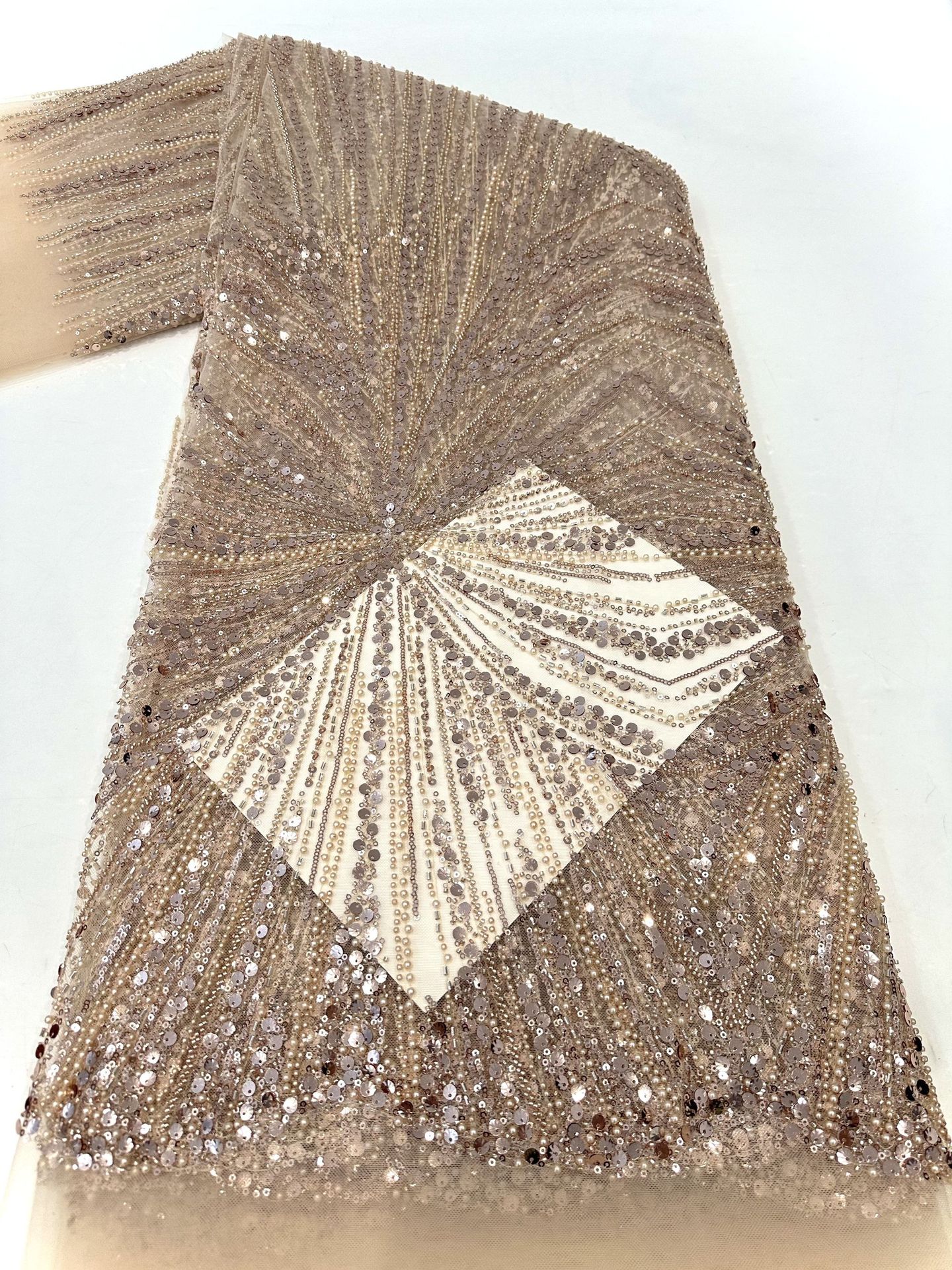 African Beads vestido de boda telas de perlas pesadas tubo de conchas de perlas telas bordadas sequillas vestido de fiesta hilo de encaje image 8