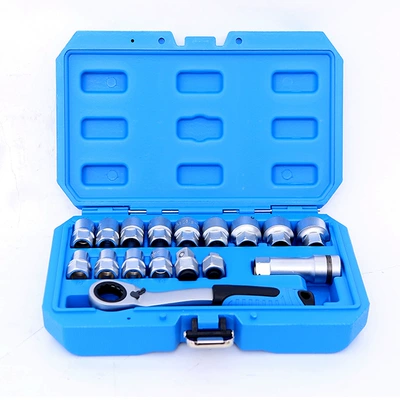 17-Piece Set of Multi-Functional Ratchet Sockets with Toothed Core Sockets, 12-Point Perforated Sockets, and Disassembly Tools (Mühərrik tənzimləmə alətləri) - 17-piece-set-of-sleeve-sets-38