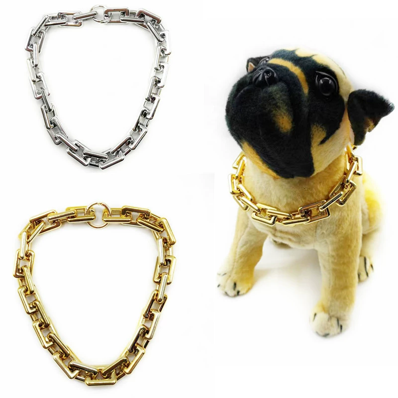 Wish трансграничное квадратное ожерелье для домашних животных среднего и большого размера Метод Доу Золотистый ретривер Bago Bully Dog Ошейник с большой золотой цепочкой