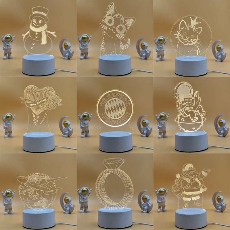 Holiday Gifts for Parents and Sisters, New 3D Night Light, Heart-Shaped Girl Blessing Message, Acrylic Led Desk Lamp, Eye Protection