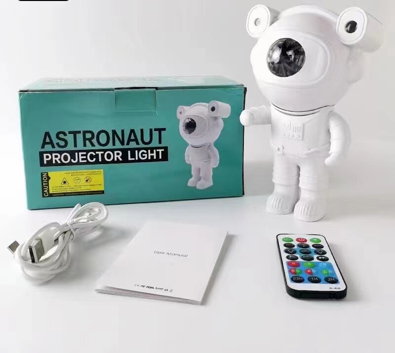 座り姿勢の月面宇宙飛行士 Bluetooth音楽プロジェクションランプ 寝室用宇宙飛行士ナイトライト プロジェクション星空ランプ|undefined
