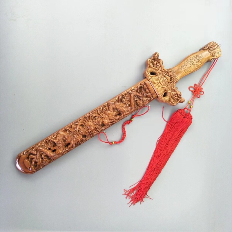 肥城桃木剑 桃木斧头 景区 地摊工艺品 桃木剑 雕刻木质桃木拐杖|undefined