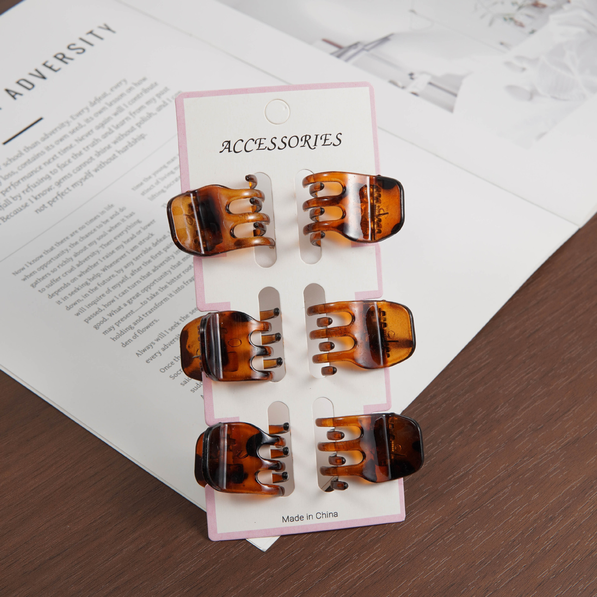 2.2cm 상단 카드(밝은 거북등껍질) 6개 세트 1