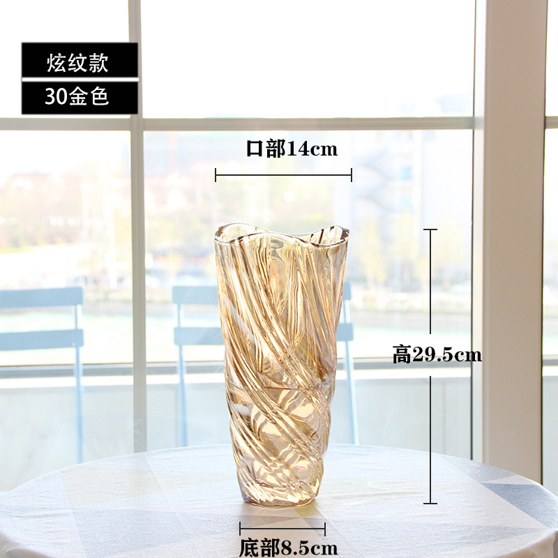 Florero de cristal de Bohemia de lujo ligero de estilo europeo florero transparente de alto aspecto sala de estar arreglo floral decoración artesanía