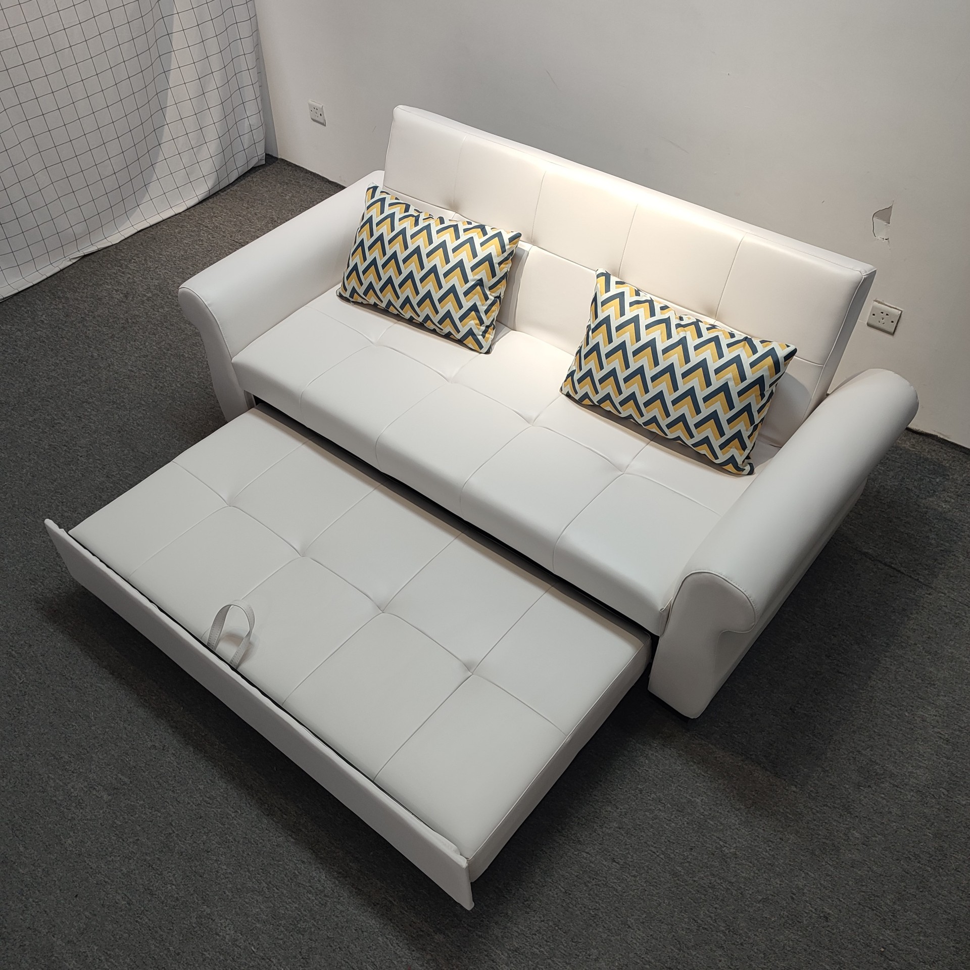 Art de cuero multifuncional moderno simple sofá cama plegable en la sala de estar dormitorio 1 apartamento pequeño tipo de casa peinado