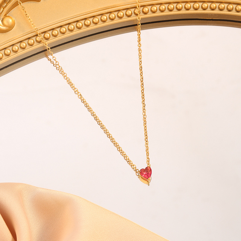 Wholesale Jewelry Simple Style Classic Style Heart Shape Titanium Steel Plating Pendant Necklace Cable Chain display picture 11