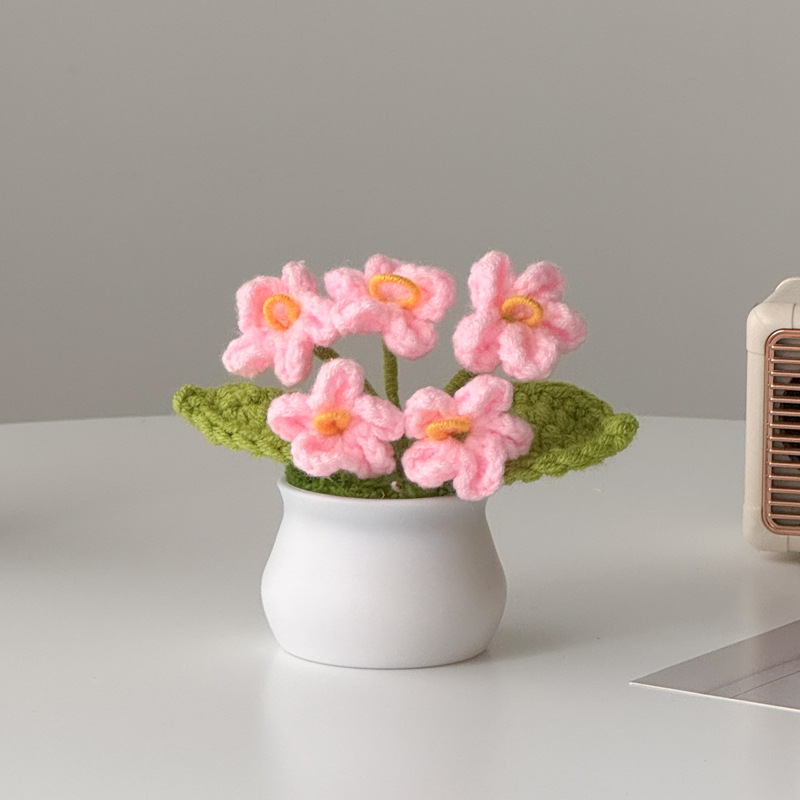 Regalos de día al por mayor girasoles para chicas, ramo de lana tejida a mano, adornos de mesa pequeños
