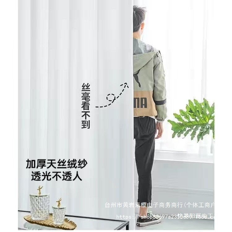 Translucent and Opaque White Thickeneded Velvet Yarn Beauty Salon Health Center Partition Curtain Living Room Balcony Window Leidezhu