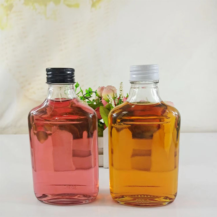 新款200ml扁方冷萃咖啡饮料瓶 手拧盖密封果酒白酒玻璃瓶批发