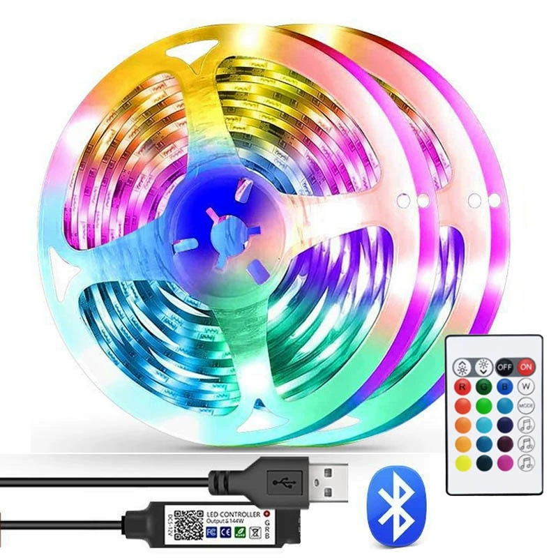 Светодиодная лента 5V5050RGB USB, инфракрасный пульт и Bluetooth голосовое управление, яркие RGB