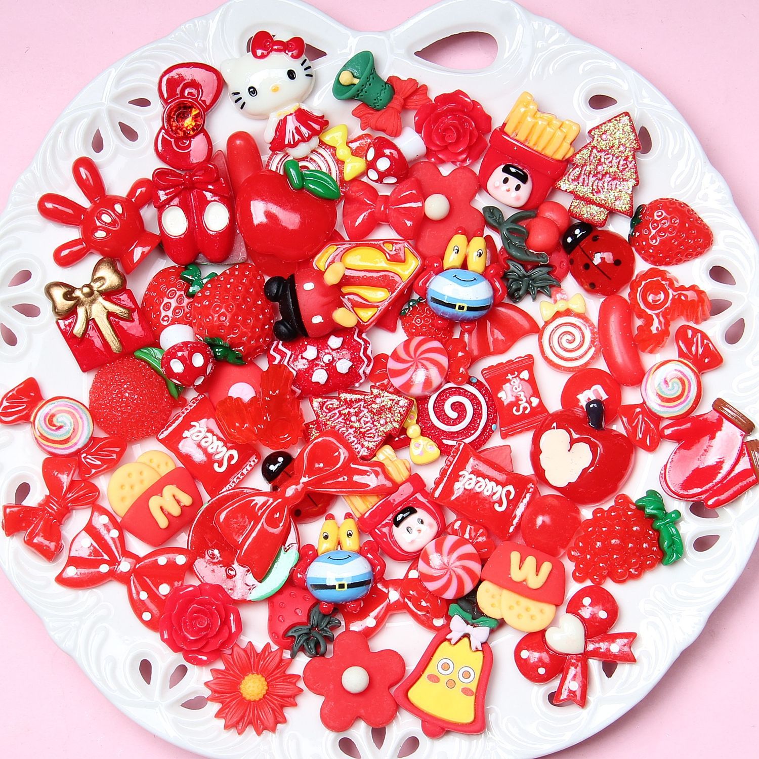 Resina color del arco iris suerte bolsa donut comida mixta y jugar suerte bolsa DIY horquilla tocado de los Niños Accesorios crema pegamento