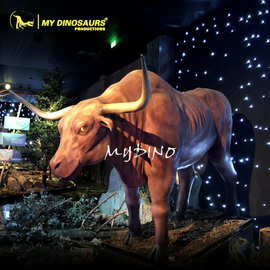 景区仿真母牛摆件 动物园还原电动发声机械模型 展览租赁道具