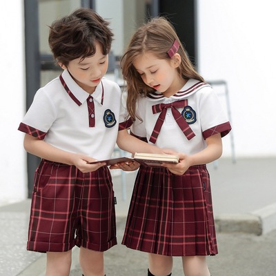 幼儿园园服夏装新款小学生英伦风校服夏季短袖班服儿童套装毕业服|ms