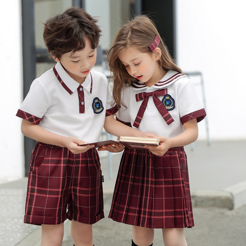 幼儿园园服夏装新款小学生英伦风校服夏季短袖班服儿童套装毕业服|ms