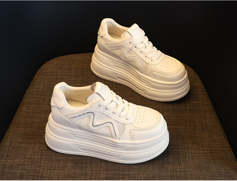 Giày sneaker nữ đế dày tăng chiều cao phong cách thể thao — màu be chi tiết 5