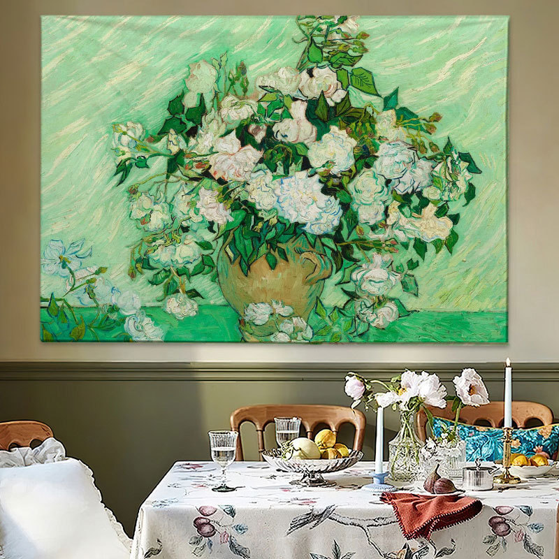 海辺の町のレストランの装飾壁掛け布ヨーロッパアート背景壁掛け布寝室壁画布リビングルーム風景油絵|undefined