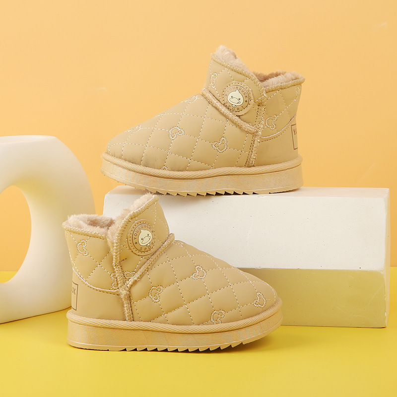 Botas de nieve para niños, niños, niños, niños, niños, niños, zapatos de algodón cálidos de terciopelo más gruesos de invierno, botas de algodón para niños antideslizantes