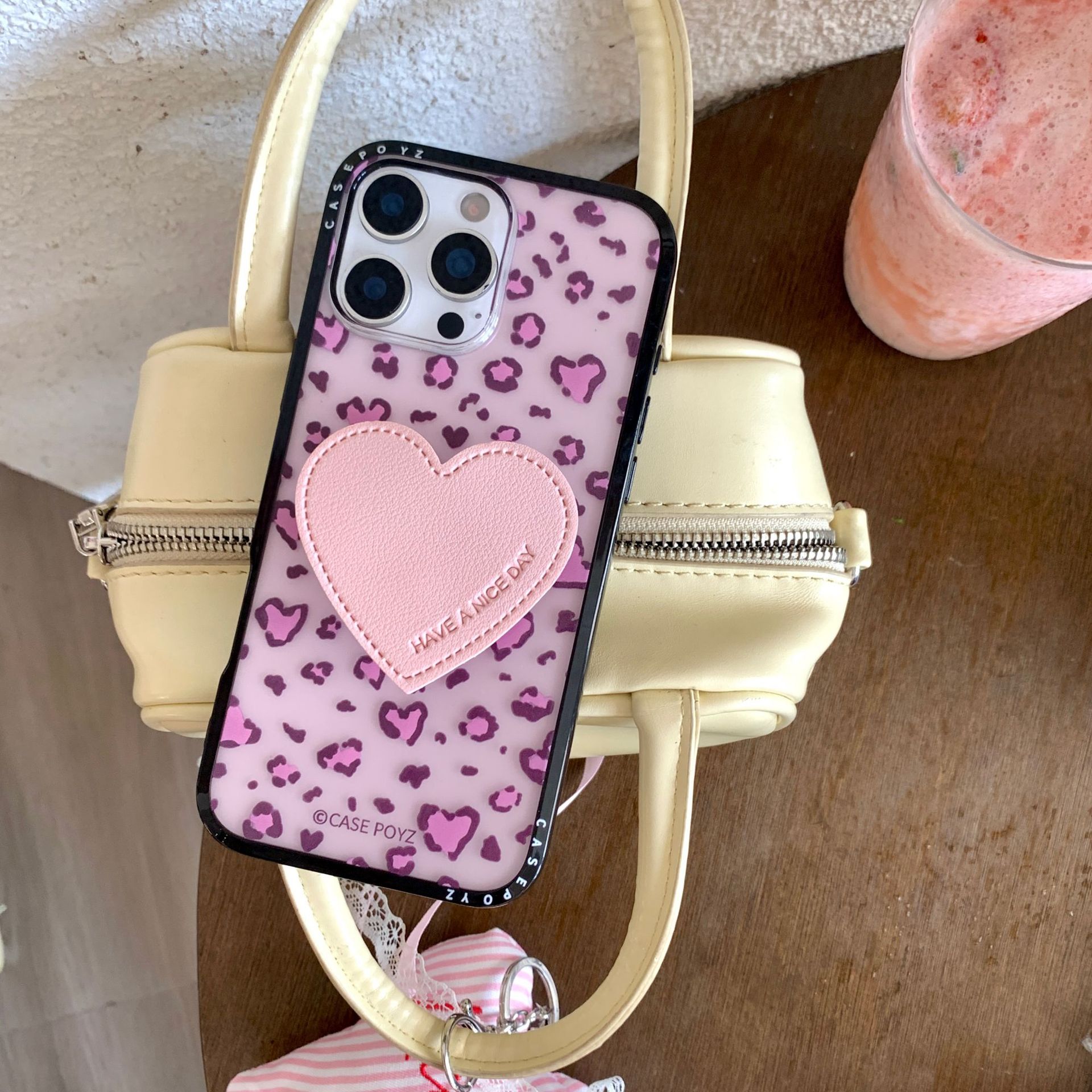 Estampado de leopardo rosa retro coreano para Apple 16ProMax Estuche para teléfono 15Pro Star 14/13 Mujer 15PM Pareja