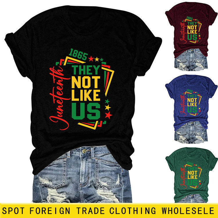 They Not Like Us Amazon Wish Independent Site Fashion Versatile Women's Round Neck Short-Sleeved T-Shirt Foreign Trade They Not Like Us Amazon Wish Independent Site Fashion Versatile Women's Round Neck Short-Sleeved T-Shirt Foreign Trade
