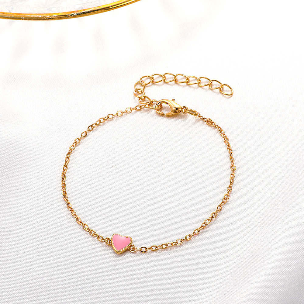 Korean Style Normcore Dripping Oil Heart Bracelet Internet Celebrity Minimalist Special-Interest Des