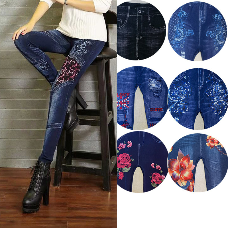 Leggings for Women, Thin, Slim, Imitation Denim Leggings, Women's High-Waisted, High-Elasticity, Velvet and Thickeneded Nine-Point Pants Leggings for Women, Thin, Slim, Imitation Denim Leggings, Women's High-Waisted, High-Elasticity, Velvet and Thickeneded Nine-Point Pants