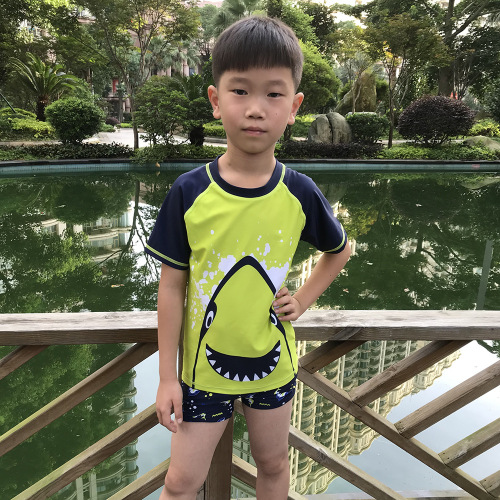 Children's one-piece swimsuit 2024 summer new shark large and medium children's hot spring swimming suit for boys and babies wholesale swimwear