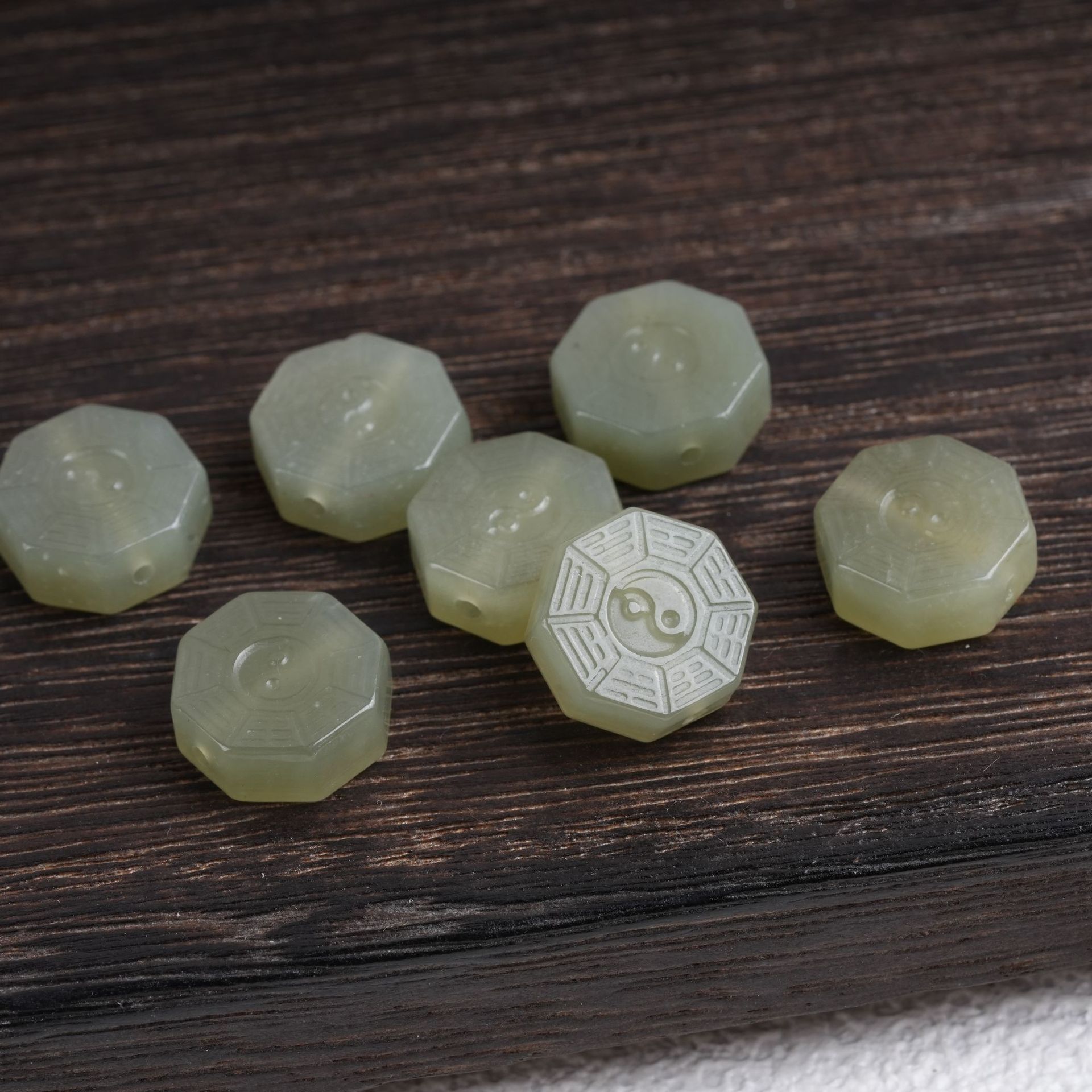 Natural Hetian Jade Bagua Spacer Beads DIY Jewelry Accessories Handmade Beaded Back Cloud Pendant Accessories Wholesale