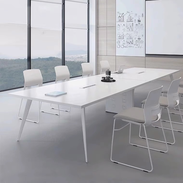 E0 Environmentally Friendly Conference Room Rectangular White Conference Table Long Table Training Table Office Desk and Chair Combination Reception Table Simple
