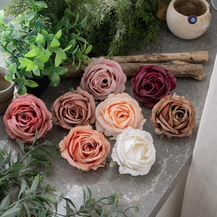 Glazed Rose Head Crafts Artificial Flower Manufacturer Fake Flower Green Plant Wholesale Wedding Decoration Cl64004