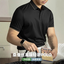 【高端桑蚕丝】7A抗菌丝光POLO衫男轻奢翻领短袖T恤冰丝凉感免烫