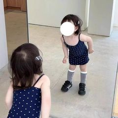 Baby Summer Dress for Girls, Cute Polka Dot Princess Tank Top Strappy Dress, Fashion Kids Trendy Brand Korean Style