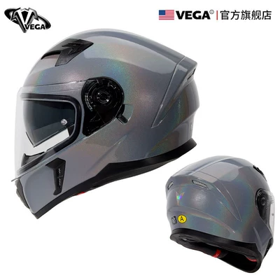 Vega Motorcycle Helmet for Men | Kempinq və səyahət - m-laser-gray-comes-with-anti-fog-patch-black-film-headgear-nose-protection-helmet-bag