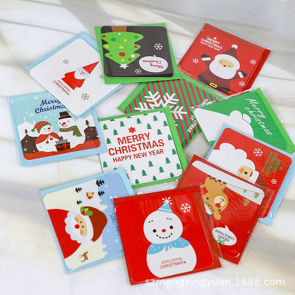 Tarjetas de felicitación navideñas cuadradas - Diseños mixtos, 7x7cm