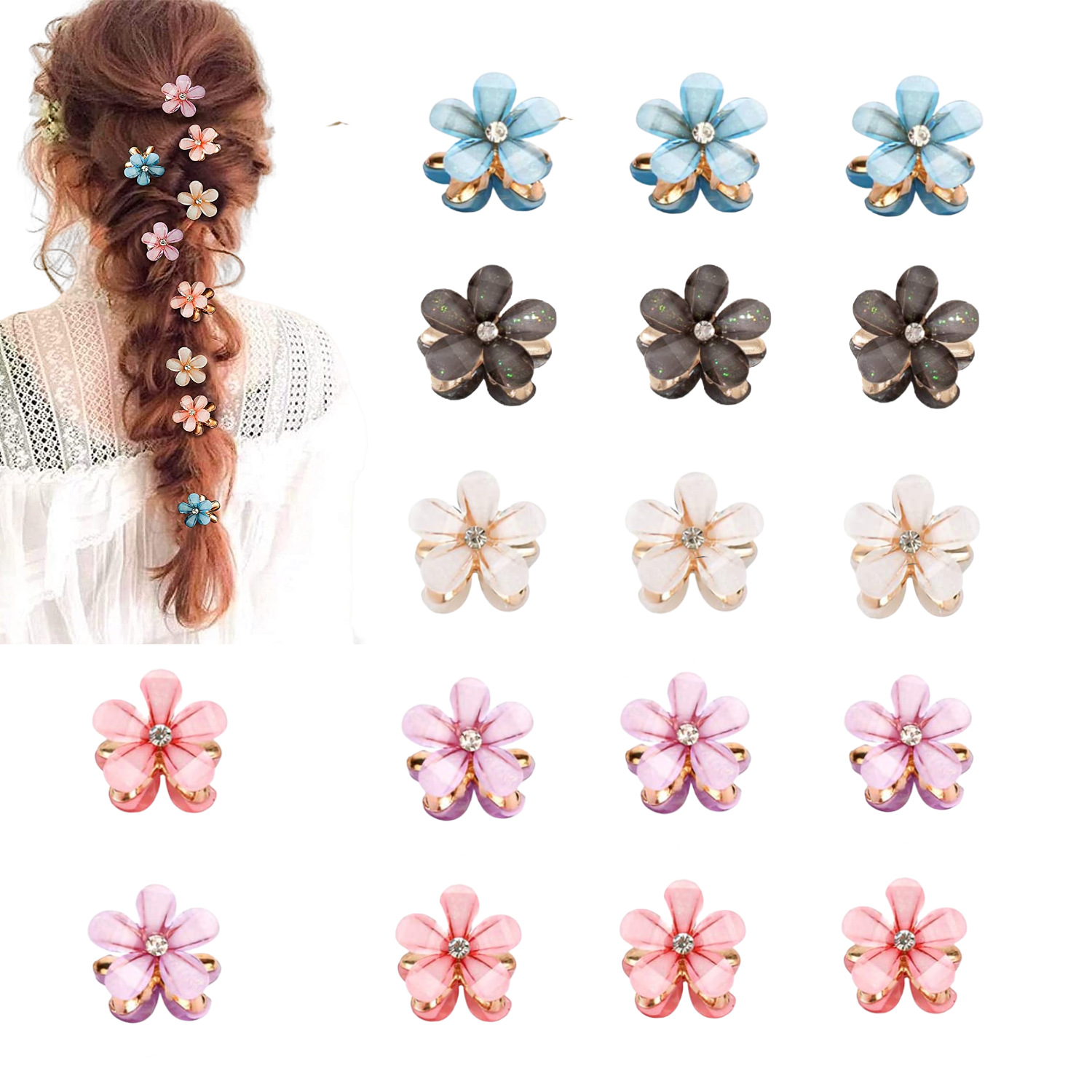 Fairy Flower Small Claw Clip Hair Clip Side Girl Clip Side Clip Shark Clip Hair Accessories Headdress Jewelry Bangs Clip