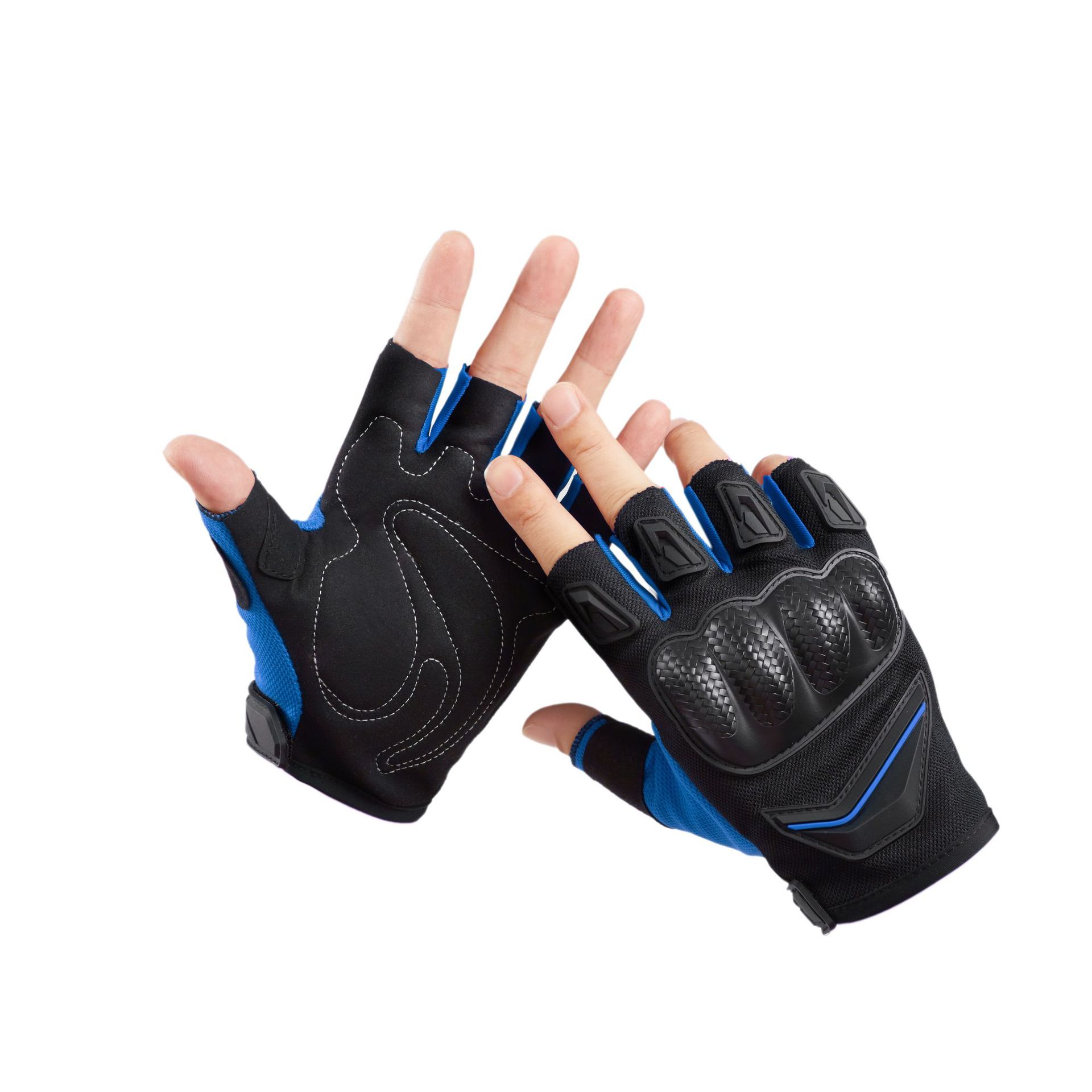 Woven Shell Racing Gloves, Summer Motorcycle And Off-road Protective, Anti-slip, Sports, All-season, Anti-fall, Half-finger, Men's Style_desvips.com