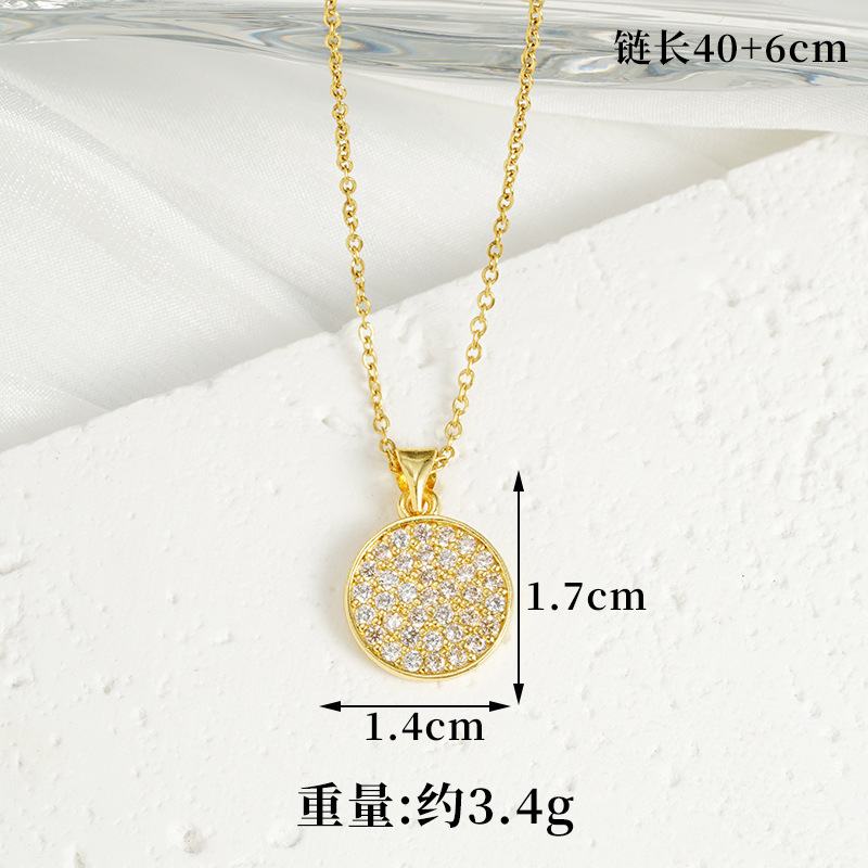 Collar de oro de arena transfronterizo de Vietnam personalidad micro-pintura piedra aretes redondos para mujeres lujosas joyas no desvanecidas al por mayor