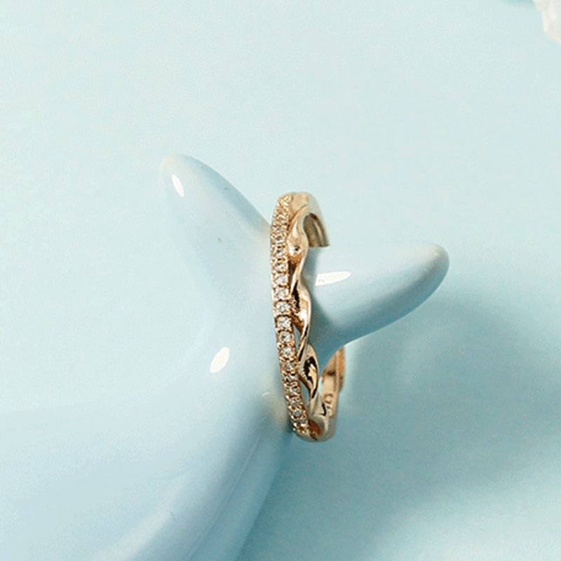 Bague alimentaire à bouche ouverte au design minimaliste en diamant à motif torsadé version coréenne avec personnalité à la mode, polyvalente_voghion.com