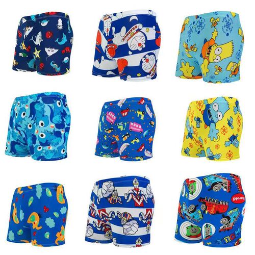 Children's swim trunks for boys, flat-bottomed, comfortable and breathable, cute cartoon style for children aged 4-10, baby shorts for hot springs and swimming pools