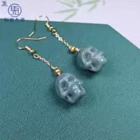 Европейская и американская серьги с черепом изумруд А груз 14k позолоченные ювелирные серьги нефритовые ушные крючки Хэллоуин серьги оптом