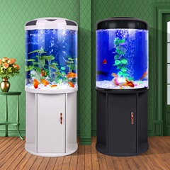 水槽客間半円水槽円柱小型形無換水金魚鉢現代風家庭用キャビネット付き着地