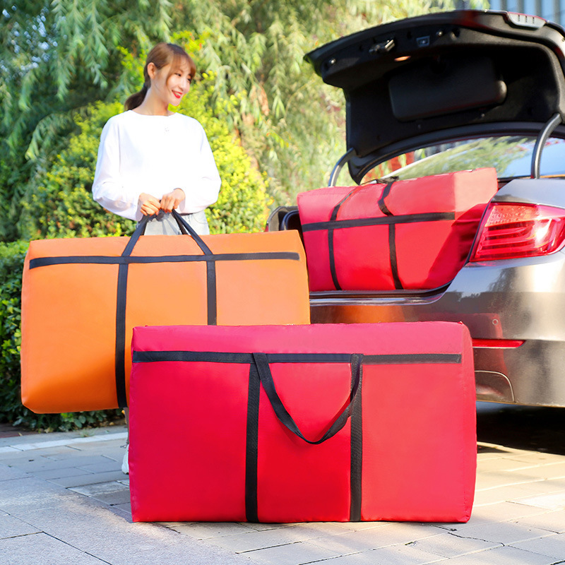 Reinforced Oxford Cloth Moving Bag Water-repellent Luggage Bag Solid Color Portable Large Capacity Clothes Quilt Storage Bag